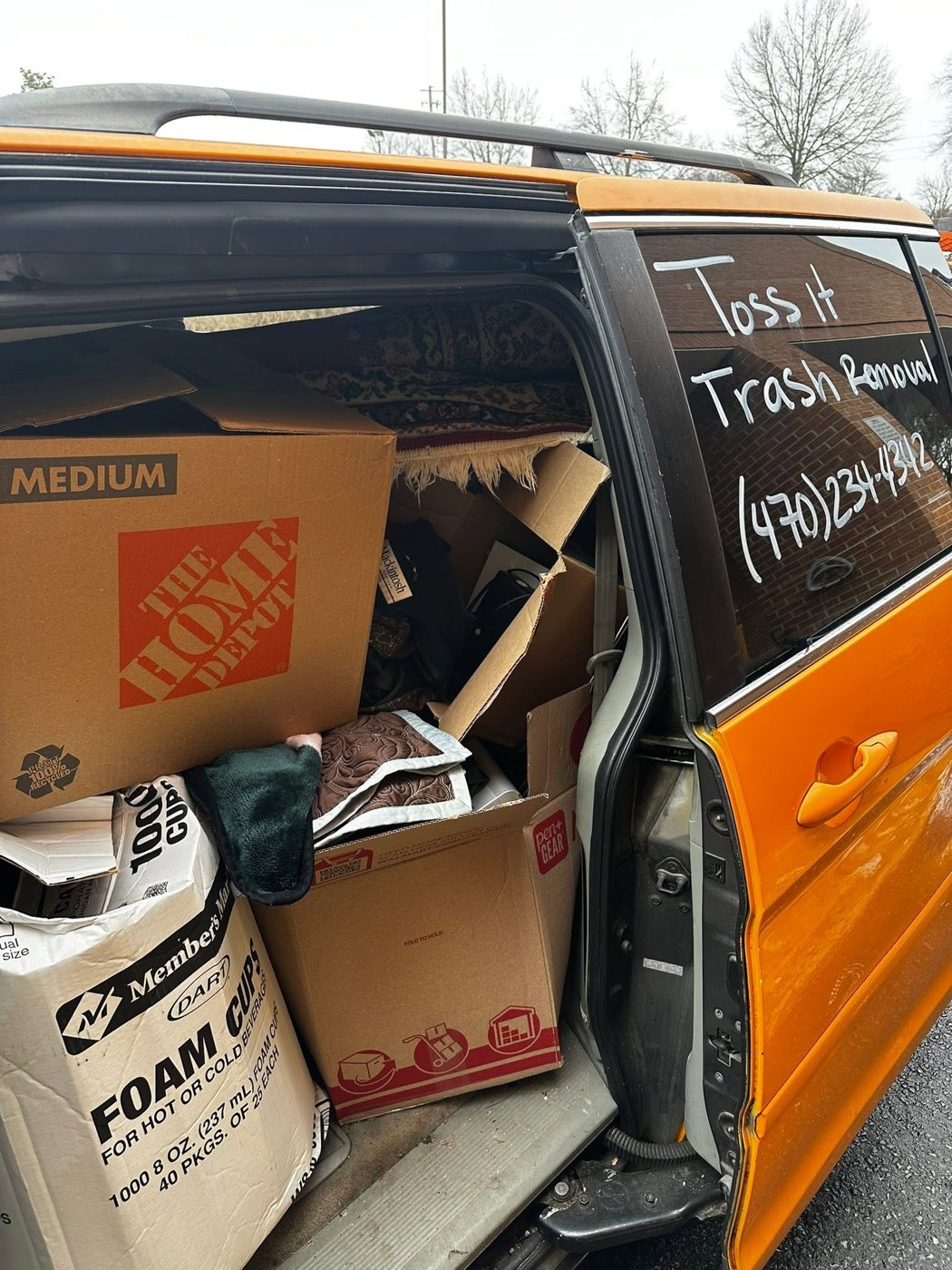 Loaded van ready for a dump run in Hall County